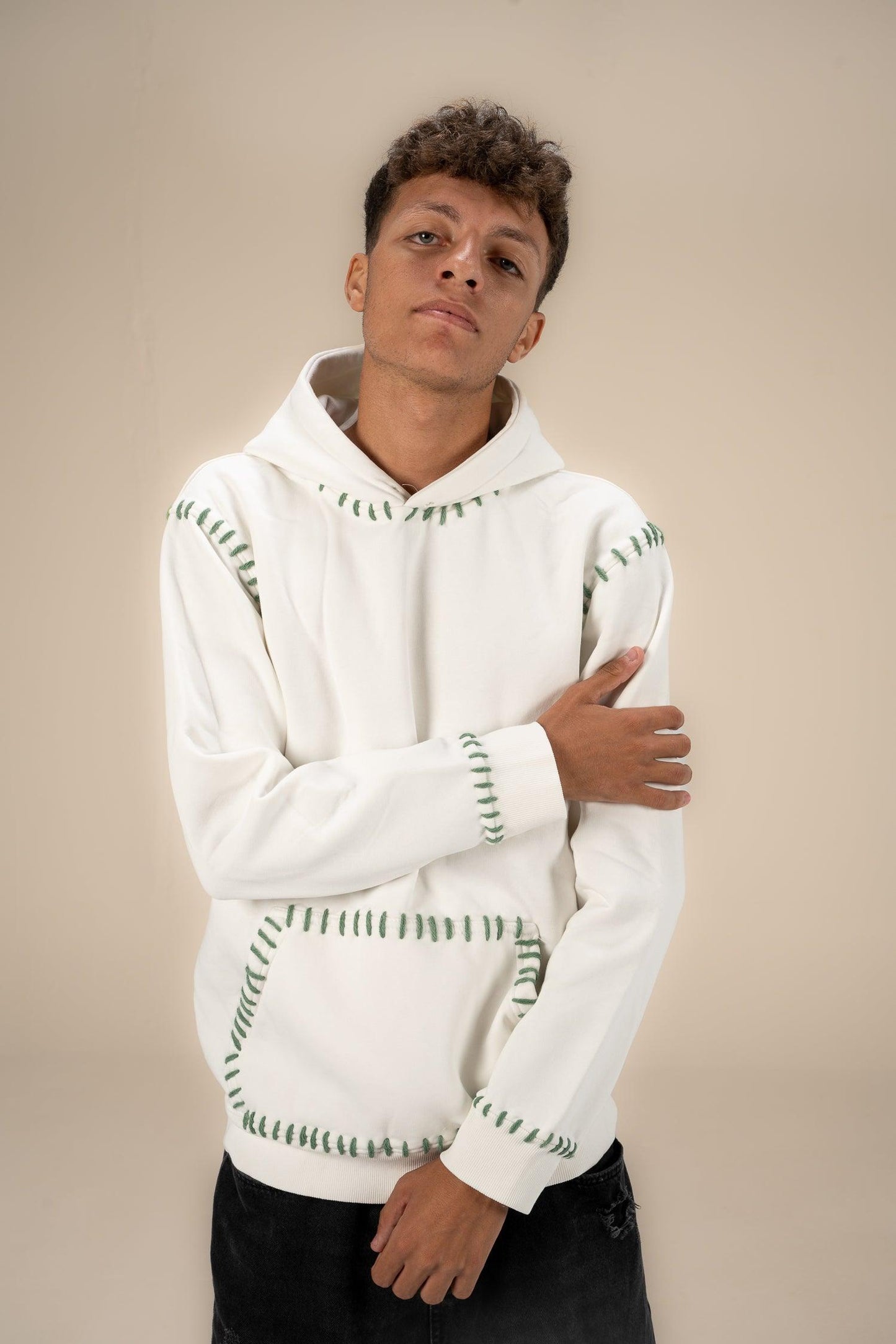 Stitched White Hoodie