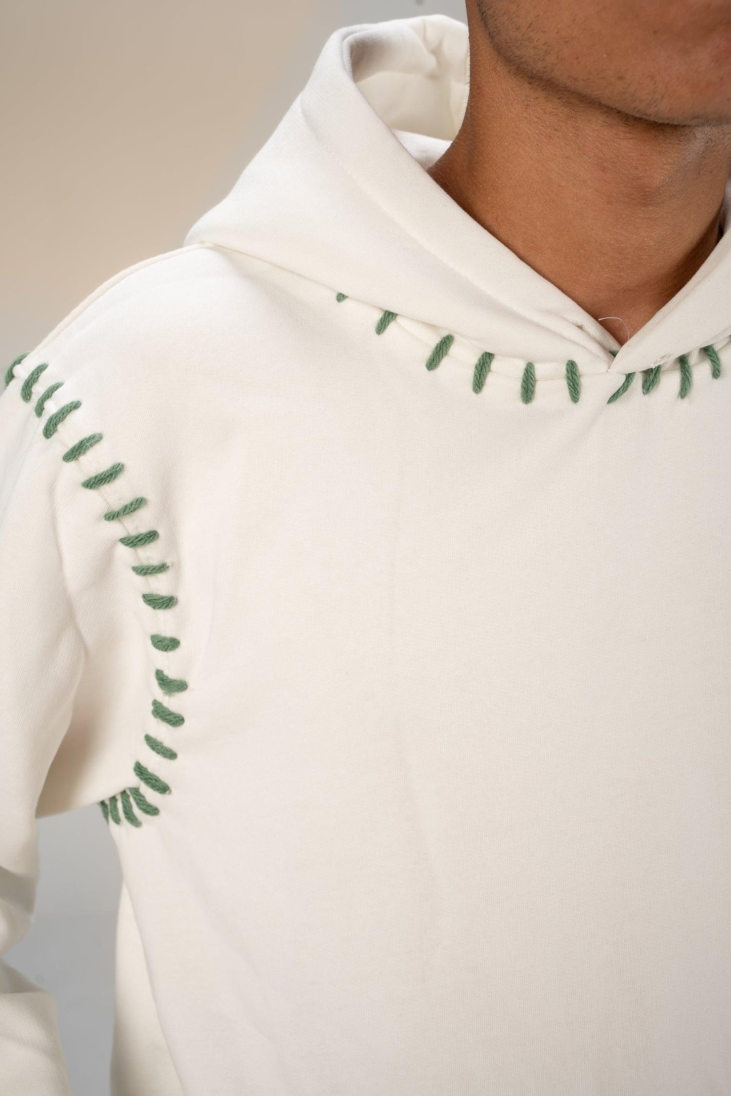 Stitched White Hoodie